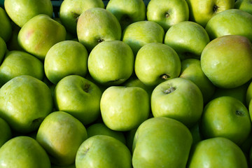 background of fresh green apples