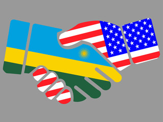 Rwanda and USA flags Handshake vector