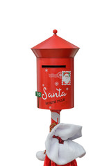 red mailbox for santa claus isolated on white background
