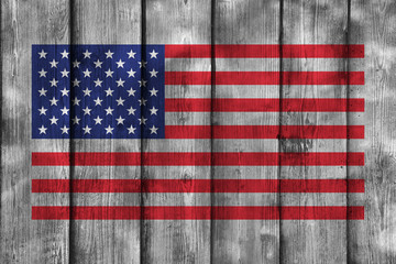 USA background. USA flag elements on wooden backdrop.