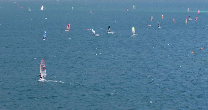 Strong Wind for Windsurf Sport at Lake Garda Italy