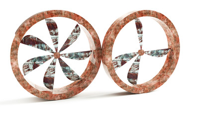 3D render of old rusty fan isolated on white.