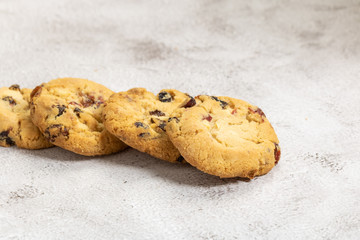 Homemade Cookies With Cranberries On A Marble Background