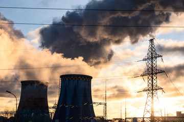 Air pollution from a pipe of an industrial plant.