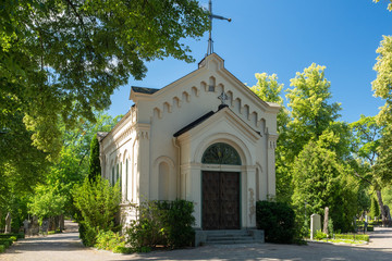 Fototapeta premium Chapel at the old cemetery in Uppsala, Sweden