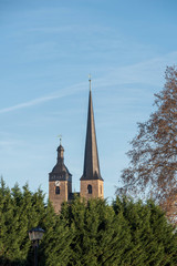 Fototapeta na wymiar Blick auf die Türme der Kirche Unser Lieben Frauen in Burg bei Magdeburg.