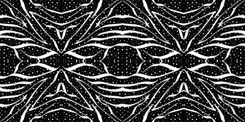 White Animal Zebra Leather Vector Seamless Pattern. Light Fur Crumpled Tiger Illustration. Acrylic African Backdrop. Traditional Brush Imitation Textile Pattern. © Natallia