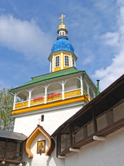 Petrovsky gateway tower. Pskovo-Pechorskiy Saint-Assumption Men 's Monastery. Pskov region. Russian...