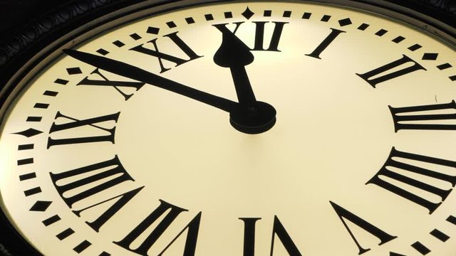 Madrid Puerta del sol clock. Camera moving shot