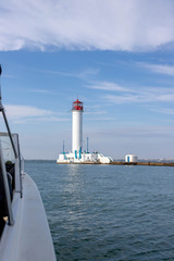 Lighthouse at sea. Light for sailors