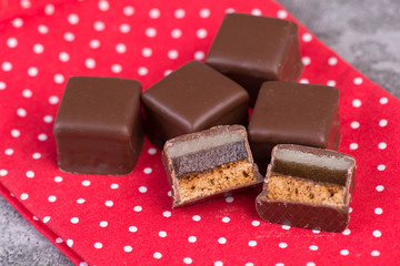 Domino chocolate for christmas season, typical german sweets