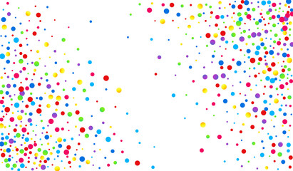 White Confetti Independence Invitation. Celebration Shine Banner. Carnaval Wallpaper. Color Circle Transparent Illustration. Round Invitation Banner.