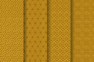 Interlaced seamless geometric pattern collection gold