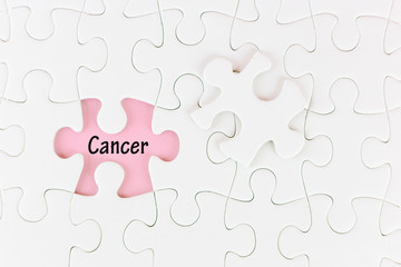 Jigsaw with cancer word,cancer cancapt.