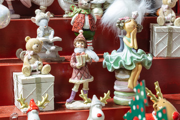 Chrismas decor figurines in souvenir shop