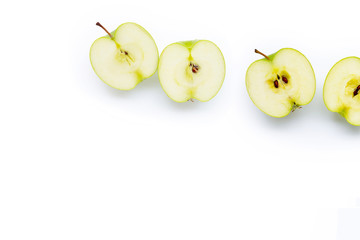 Green apples on white background.