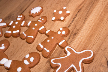Christmas cookies, little men and stars. Background or texture.