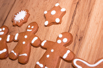 Christmas cookies, little men and stars. Background or texture.
