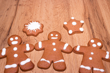 Christmas cookies, little men and stars. Background or texture.