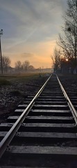 Fototapeta na wymiar railway in sunset