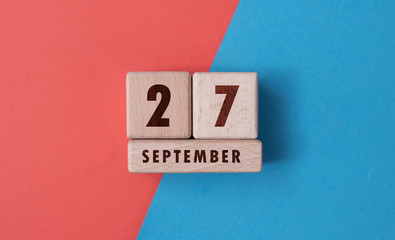 September 27 written with wooden blocks