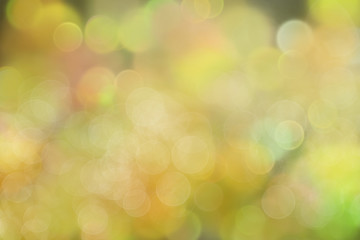 Bright multi-coloured bokeh against sunlight in the morning. Abstract background, texture and wallpaper.