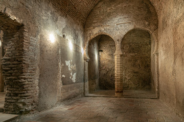El Banuelo, Arabic old public baths in Granada, Spain. The ruins of the Arab baths of Grenade near the Alhambra