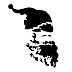 Santa Claus icon. Head of Santa with long beard and traditional hat. Vector Illustration 