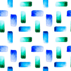 Seamless pattern of abstract watercoloured hand drawn blue and green spots , for wrapping paper, wallpaper, fabric pattern, backdrop, print, gift wrap, cover of notebook, envelope