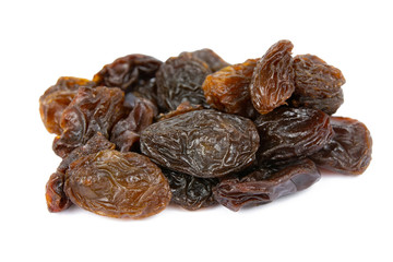 Raisins isolated on white background with clipping path .