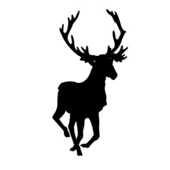 Running reindeer or caribou  icon. Silhouette of Santa Claus's reindeer. Vector Illustration