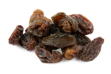 Raisins isolated on white background with clipping path .