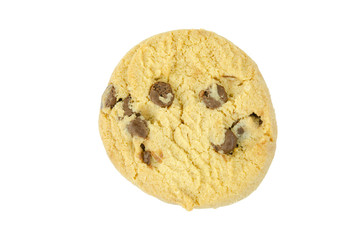 Chocolate chip cookie isolated on white background with clipping path.