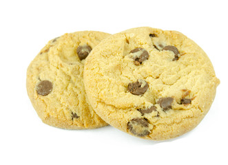 Chocolate chip cookie isolated on white background with clipping path.