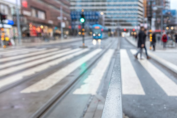 People cross the road, beautiful background