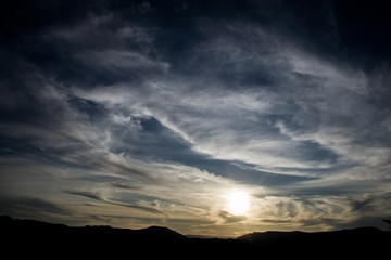 Sunset with illuminated clouds in Chapada Diamantina National Park, Bahia, Brazil