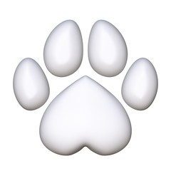 White paw in shape of heart 3D