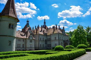 Fototapeta na wymiar Hunting castle of Count Shenborn in Carpaty Village Chinadiyevo. Zakarpattja Transcarpathion Region, Ukraine 