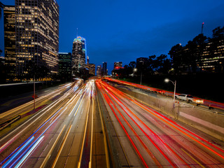 JANUARY 20, 2019, LOS ANGELES, CA, USA - California 110 South leads to downtown Los Angeles with...