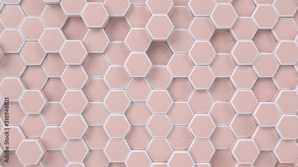 Poster hexagonal moving looping background. animated hexagons, honeycomb pattern. 3d render motion graphics