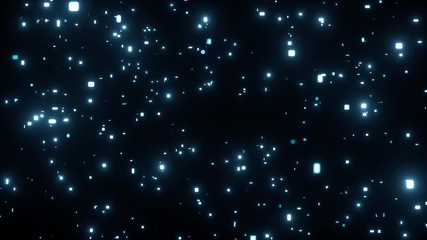 New year countdown timer from 10 to 1 seconds, Digital Glowing Neon tiles reveal animation with energic zoom in camera animation flying through flickering digital led square, bright blue color.  