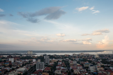 Fototapeta na wymiar City skyline from a rooftop in Southeast Asia