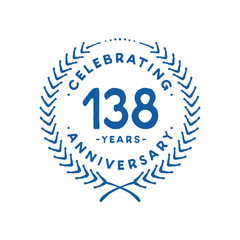 138 years design template. 138th logo. Vector and illustration.