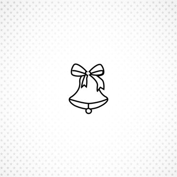 bell with bow-knot line icon on white background