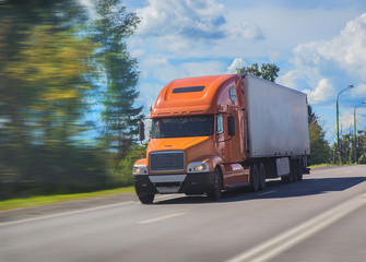 Fototapeta na wymiar truck transports freight