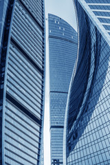 Fototapeta na wymiar futuristic skyscrapers with glass facades