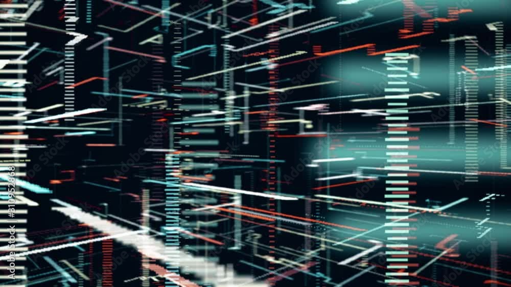 Poster abstract technological animation with constantly building chart appearing on the dark background. an
