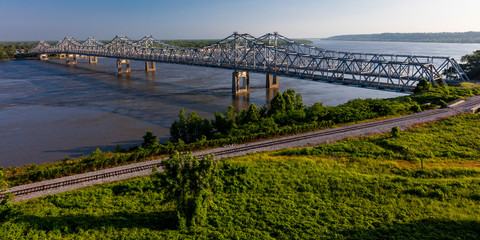 4/28/19 - VICKSBURG, MISS., USA - Vicksburg Bridge is a cantilever bridge carrying Interstate 20...