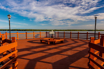 MAY 1, 2019, NEW MADRID, MO., USA - Viewing platform of Mississippi River  New Madrid, MO.  at...