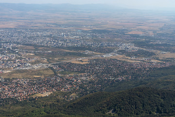 View of city of Sofia from Kamen Del Peak at Vitosha Mountain
